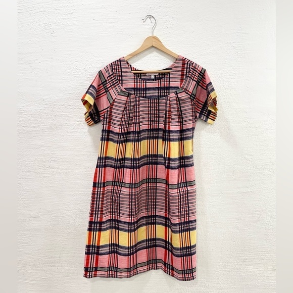 Frances Valentine Easy Dress in Madras Red Multi Plaid - Picture 1 of 5